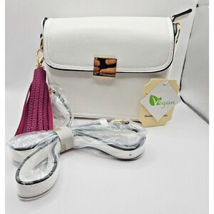 Handbag Republic Bag White Convertible Tasseled Clutch Shoulder Zipper Clasp